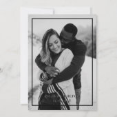 Modernes Schwarz & Weiß mit Foto Hochzeit Einladung (Rückseite)