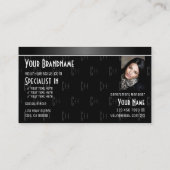 Modernes Schwarz-weiß mit Foto- und Lettermuster Visitenkarte (Rückseite)