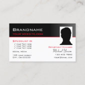 Modernes Schwarz-weiß mit Monogram und Foto Classi Visitenkarte (Rückseite)