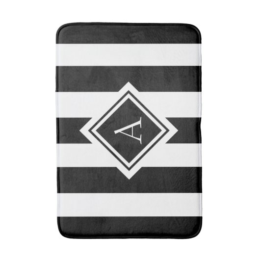 Modernes Schwarz-Weiß-Monogramm Badematte (Vorderseite Vertikal)