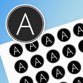 Modernes Schwarz-Weiß-Monogramm Etiketten