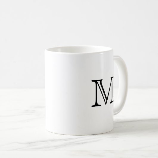 Modernes Schwarz-Weiß-Monogramm Kaffeetasse (VorderseiteRechts)