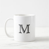 Modernes Schwarz-Weiß-Monogramm Kaffeetasse (Links)
