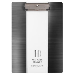 Modernes Schwarz-Weiß-Monogramm Klemmbrett