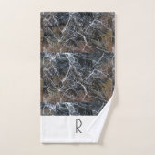 Modernes Schwarz-Weiß-Monogramm-Marmormuster Badhandtuch Set (Handtuch)