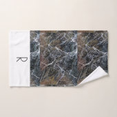 Modernes Schwarz-Weiß-Monogramm-Marmormuster Badhandtuch Set (Handtuch)