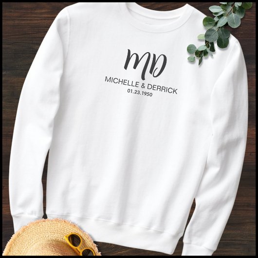 Modernes Schwarz-Weiß-Monogramm-Musikband und Name Sweatshirt