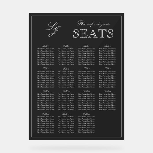 Modernes Schwarz-Weiß-Monogramm-Schreibgerät Acrylschild (Vorderseite)