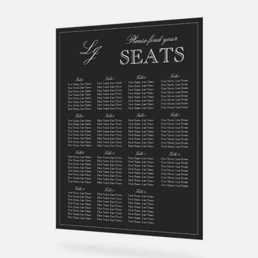 Modernes Schwarz-Weiß-Monogramm-Schreibgerät Acrylschild (Winkel)