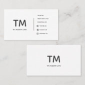 Modernes Schwarz-Weiß-Monogramm Visitenkarte (Vorne/Hinten)