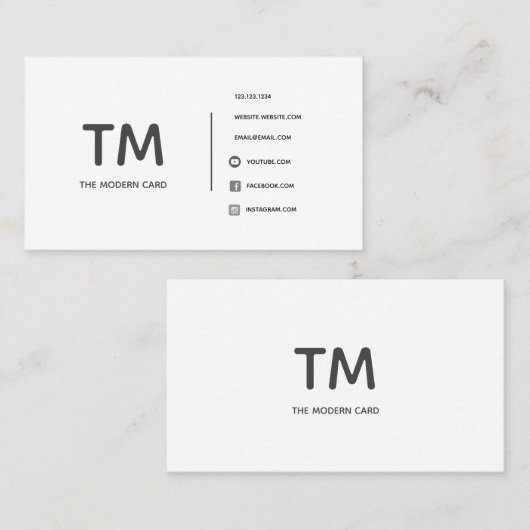 Modernes Schwarz-Weiß-Monogramm Visitenkarte (Vorne/Hinten)