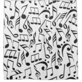 Modernes Schwarz-Weiß-Musiknoten-Muster Duschvorhang (Vorderseite)