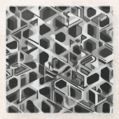 Modernes Schwarz-Weiß-Muster Abstrakt Glasuntersetzer (Vorderseite)