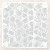 Modernes Schwarz-Weiß-Muster Abstrakt Glasuntersetzer (Rückseite)