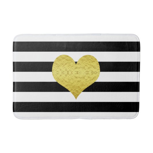 Modernes Schwarz-Weiß-Muster Badematte (Vorderseite)