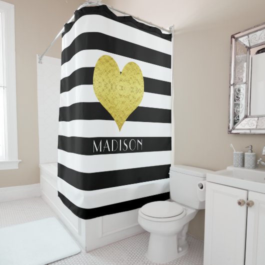 Modernes Schwarz-Weiß-Muster Duschvorhang (Beispiel)