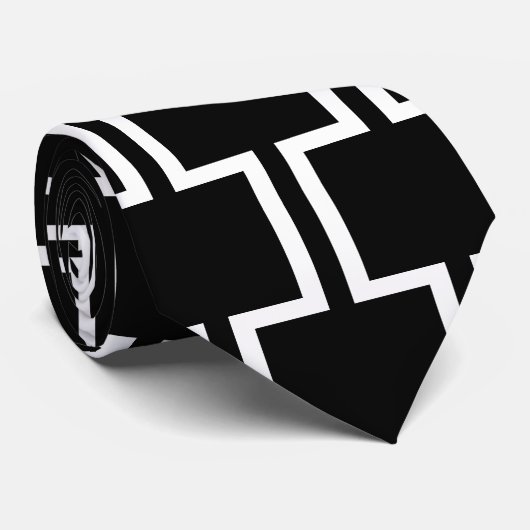 Modernes Schwarz-Weiß-Muster Krawatte (Gerollt)
