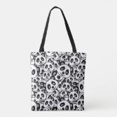 Modernes Schwarz-Weiß-Muster mit süßem Panda-Bär Tasche (Rückseite)