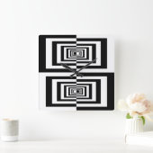 Modernes Schwarz-Weiß-Muster Quadratische Wanduhr (Zuhause)