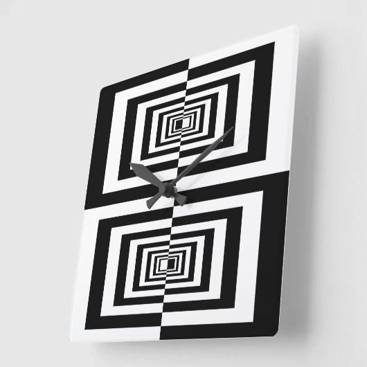 Modernes Schwarz-Weiß-Muster Quadratische Wanduhr (Winkel)