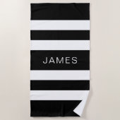 Modernes Schwarz-Weiß-Muster Strandtuch (Vorderseite)