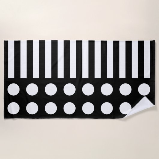 Modernes Schwarz-Weiß-Muster Strandtuch (Vorderseite)