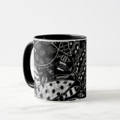Modernes Schwarz-Weiß-Muster Tasse (Vorderseite Links)