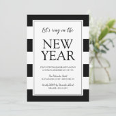 Modernes Schwarz-Weiß-Neujahrsfest-Party lädt ein Einladung (Stehend Vorderseite)