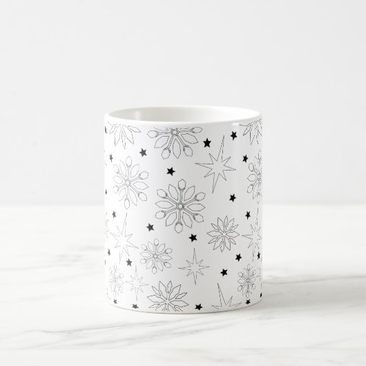 Modernes Schwarz-Weiß-Niedliches Weihnachtsmuster Kaffeetasse (Mittel)