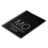 Modernes Schwarz-Weiß-Notebook mit Monogramm Notizblock (Linke Seite)