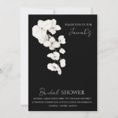 Modernes Schwarz-Weiß-Orchideen-Brautparty Einladung (Vorderseite)