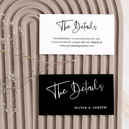 Modernes Schwarz-Weiß-Overlay | Angaben zur Hochze Begleitkarte