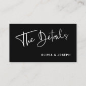 Modernes Schwarz-Weiß-Overlay | Angaben zur Hochze Begleitkarte (Rückseite)