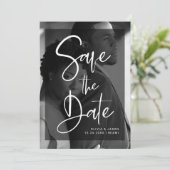 Modernes Schwarz-Weiß-Overlay | FOTO Save The Date (Stehend Vorderseite)