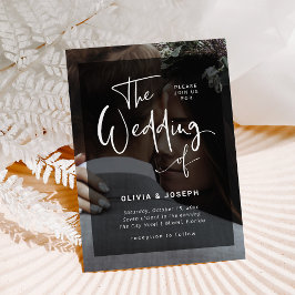 Modernes Schwarz-Weiß-Overlay | Hochzeit von Fotos Einladung