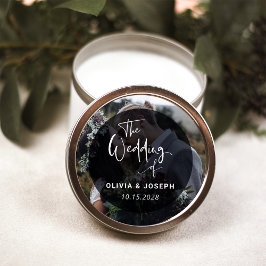 Modernes Schwarz-Weiß-Overlay | Hochzeit von Fotos Runder Aufkleber