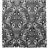 Modernes Schwarz-Weiß-Paisley auf Grau Duschvorhang (Vorderseite)