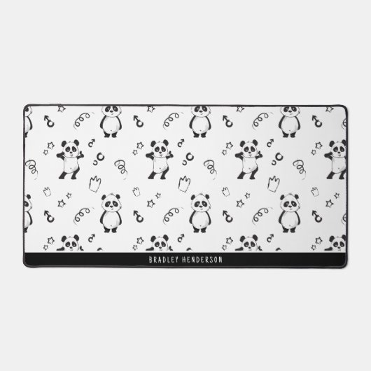 Modernes Schwarz-Weiß-Panda-Muster Schreibtischunterlage (Vorderseite)