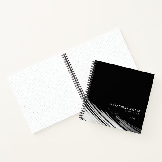 Modernes Schwarz/Weiß-Personalisiertes Sketch Notizblock (Innenseite)