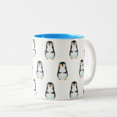 Modernes Schwarz-Weiß-Pinguin-Muster Zweifarbige Tasse (VorderseiteRechts)