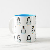 Modernes Schwarz-Weiß-Pinguin-Muster Zweifarbige Tasse (Vorderseite Links)