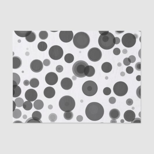 Modernes Schwarz-Weiß-Polka-Dot-Bubbles-Party Seidenpapier (Vorderseite)