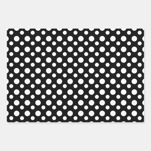 Modernes Schwarz-Weiß-Polka-Punktmuster Geschenkpapier Set (Vorderseite)