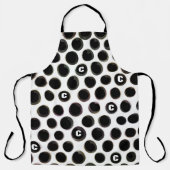Modernes Schwarz-Weiß-Polka-Punktmuster-Monogramm Schürze (Vorderseite)