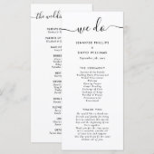 Modernes Schwarz-Weiß-Programm für Hochzeiten Programm (Vorne/Hinten)