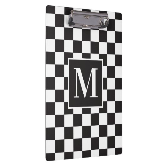 Modernes Schwarz-Weiß-Prüfmuster Klemmbrett (Rechts)