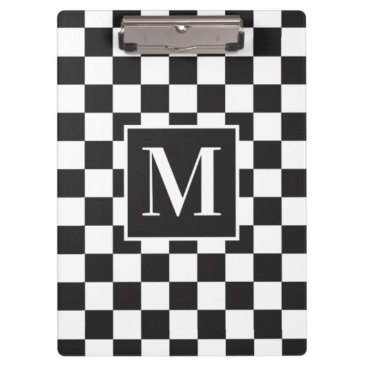 Modernes Schwarz-Weiß-Prüfmuster Klemmbrett (Vorderseite)