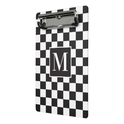 Modernes Schwarz-Weiß-Prüfmuster Mini Klemmbrett (Gewinkelt2)