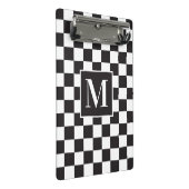 Modernes Schwarz-Weiß-Prüfmuster Mini Klemmbrett (Schrägansicht)