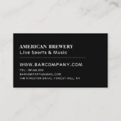 Modernes Schwarz & Weiß, Pub/Brauerei Visitenkarte (Rückseite)